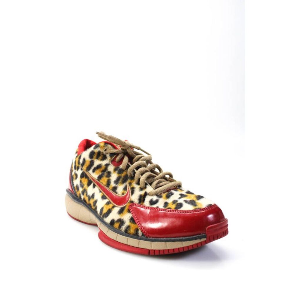 Nike Womens Leopard Print Lace Up Sneakers Brown Red Size 8.5